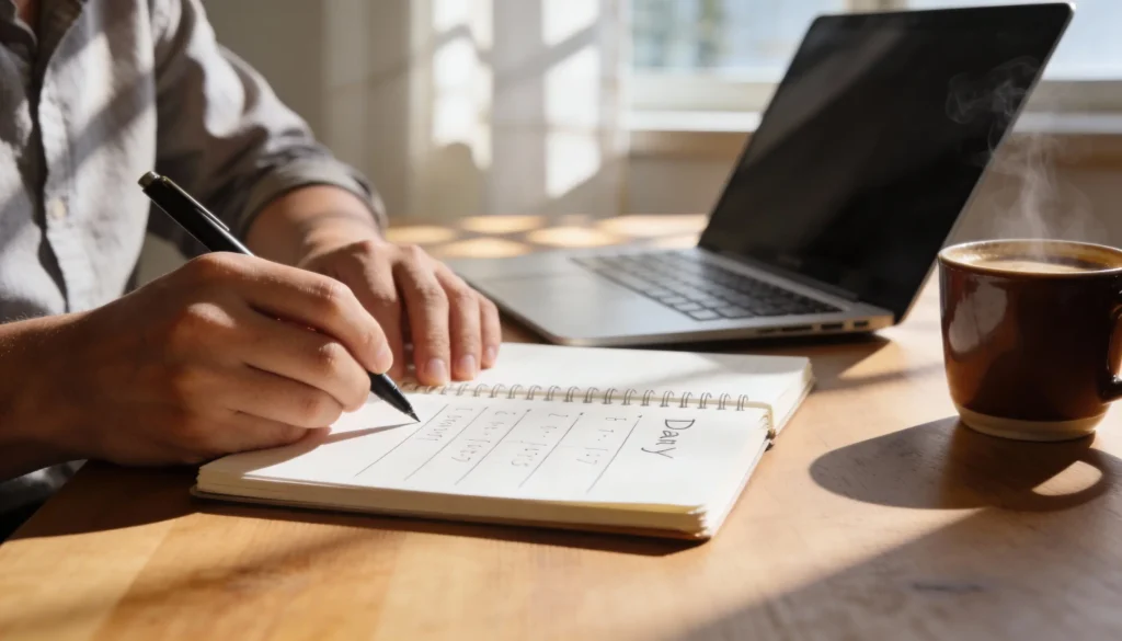 Remote worker traveling while working on a laptop