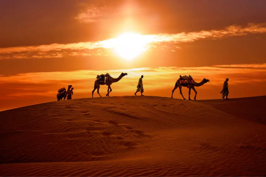 Camel ride during a desert safari in Dubai, one of the best adventure activities