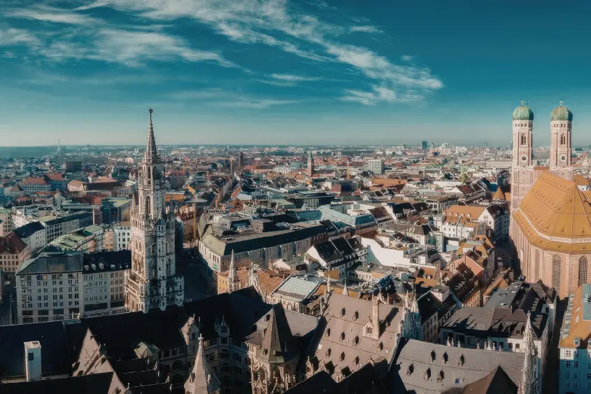 Colorful rooftops and historic streets of Budapest Hungary