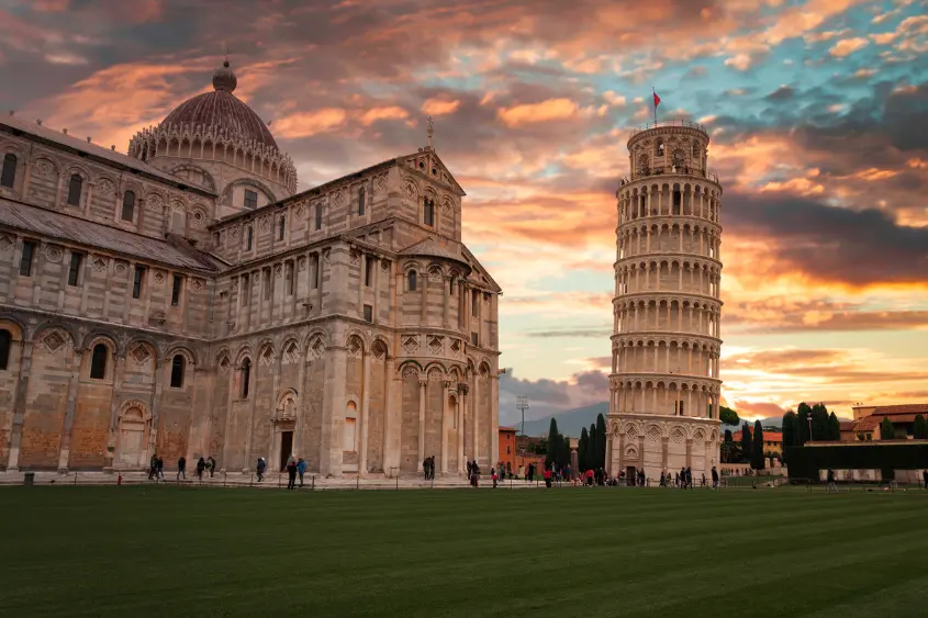 Leaning Tower of Pisa and Cathedral on the Campo dei Miracoli Tuscany Italy