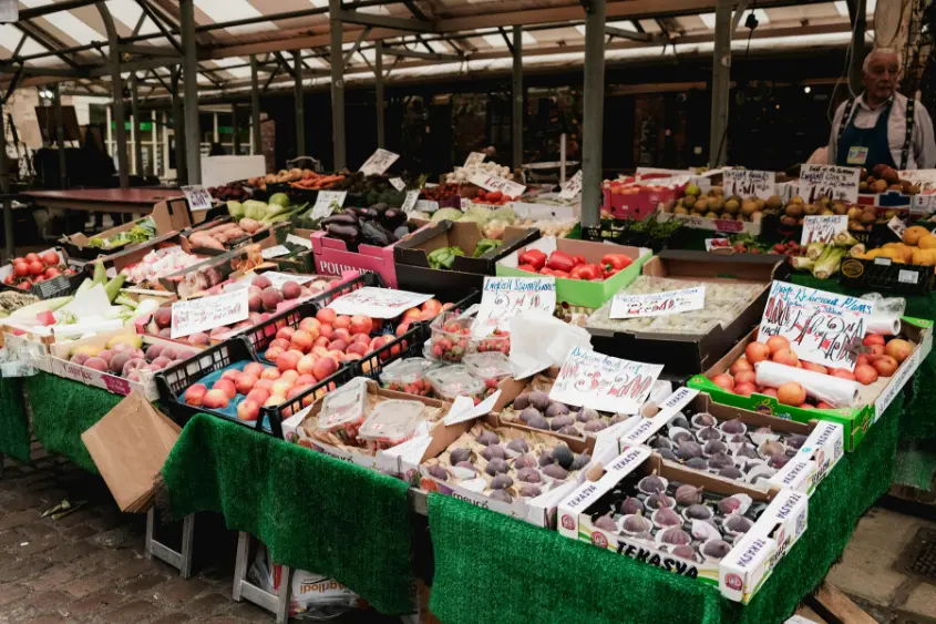 Local taco guisado stall inside Mercado de Coyoacán Mexico City