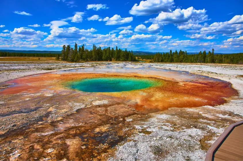 Natural thermal hot springs waterfall at Saturnia in Tuscany Italy