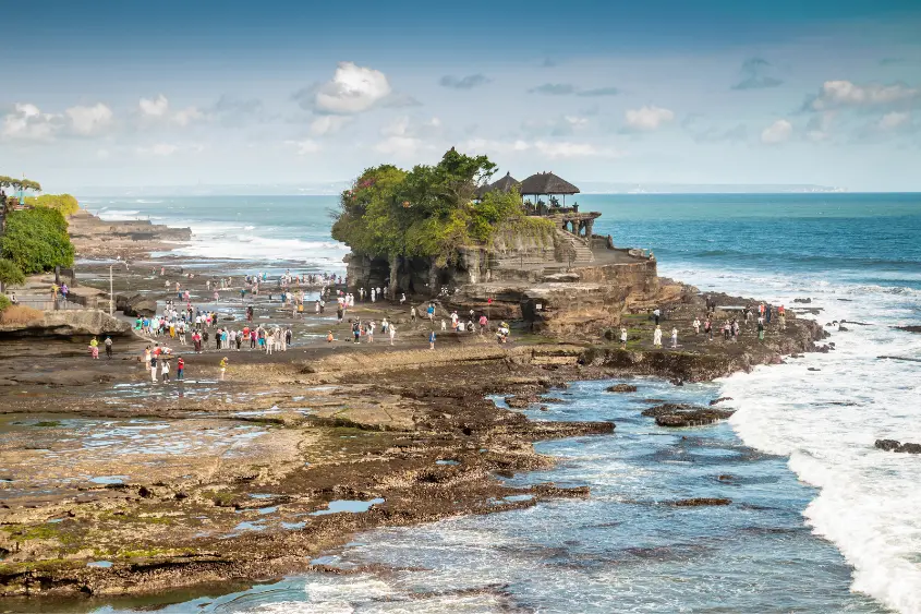 Tanah Lot temple at sunset in Bali Indonesia