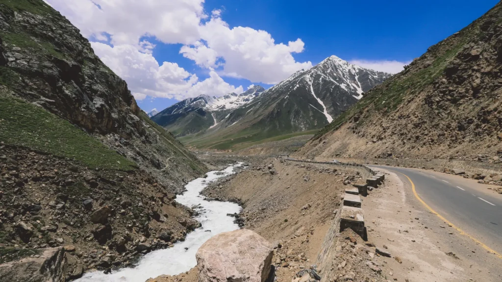 Fairy Meadows green meadow with Nanga Parbat peak in the background